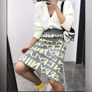 Gray and Yellow Graphic Skirt